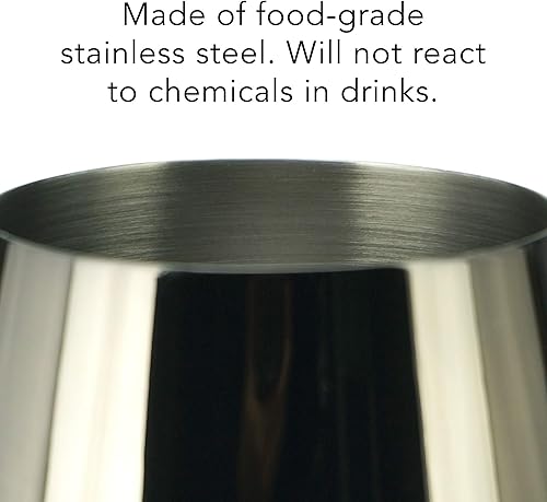 Miniatura 6 de PG Copa de vino de acero inoxidable, juego de 4 unidades, color negro, 18.5 oz.