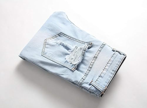 Vista 6 de Leward Pantalones de mezclilla elásticos y desgastados para hombre