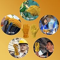 Vista 5 de Leather Gardening Gloves for Men, Work Gloves for Welding, Construction, Chainsaw, Farm, Ranch, Yard Work gloves