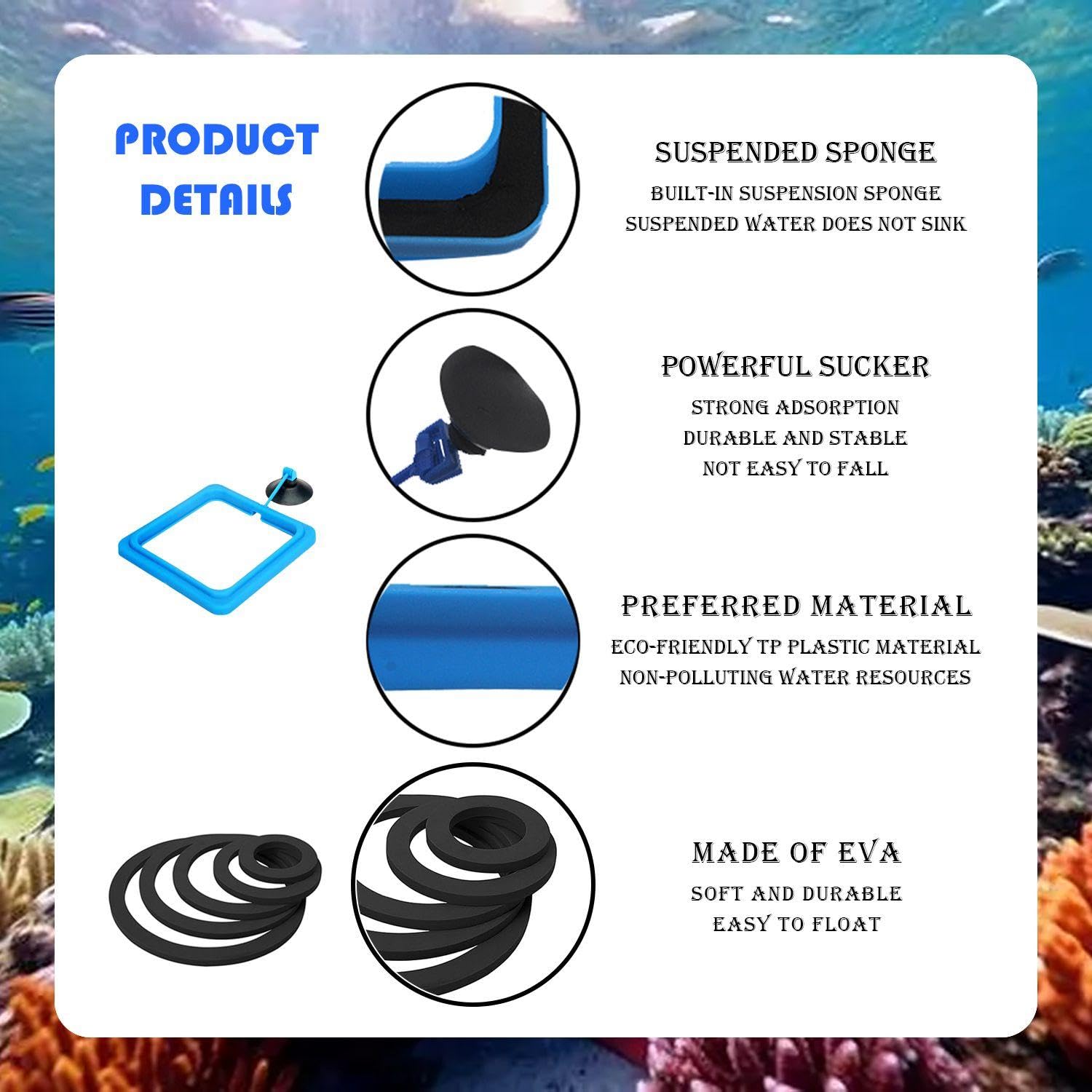 2 Anelli Per L'Alimentazione Del Cibo Per Pesci, 5 Anelli Per Piante Galleggianti, Anelli Per L'Alimentazione Dell'Acquario, Mangiatoia Per Acquario, Accessori Per Acquari, Mangiatoia Per Pesci