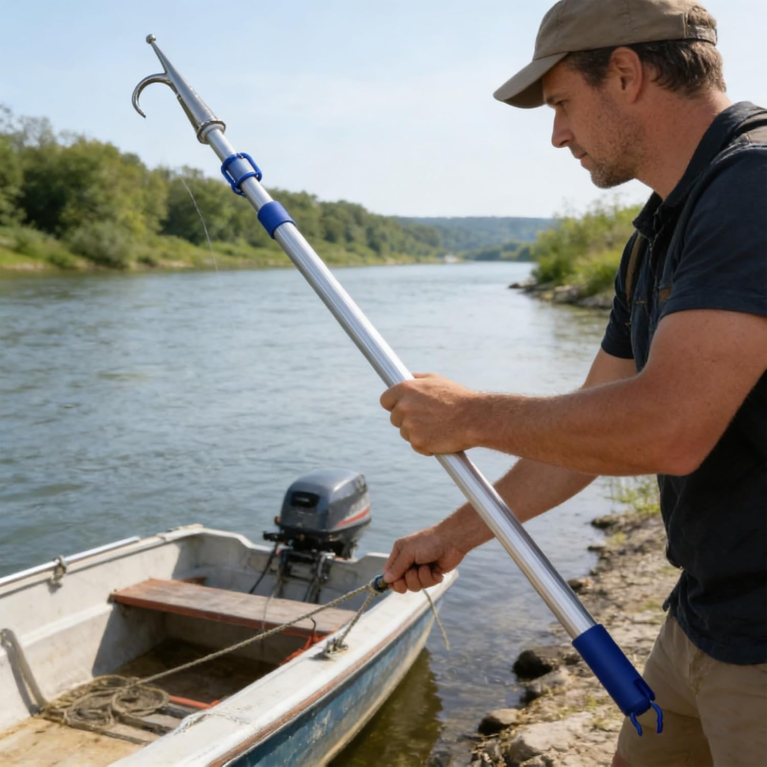 Boat Hooks for Mooring, 2 3 4 5 6 M Telescoping Push Pole for Boats with Non-Slip Handle, Dock Sticks for Boating Docking - Kayaks/Motorboats(3 Set,3.0 m/9.8ft)