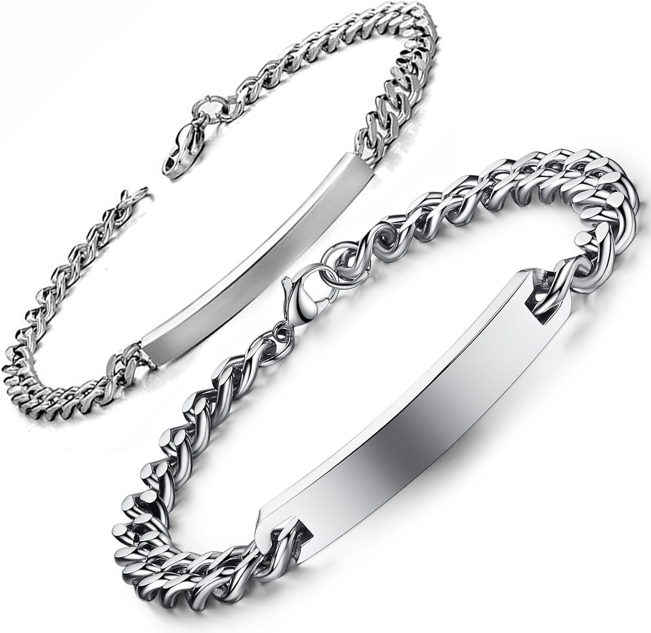 2 Pezzi Braccialetti Di Coppia In Acciaio Inossidabile - Foto 9