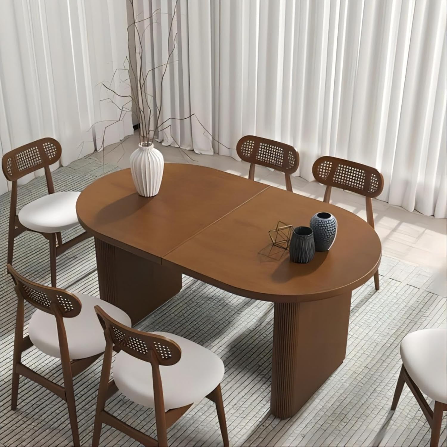 Amazon.com - homary Extendable Dining Table 63"-79" Kitchen Table Oval Dining Table for 6 Seater ...
