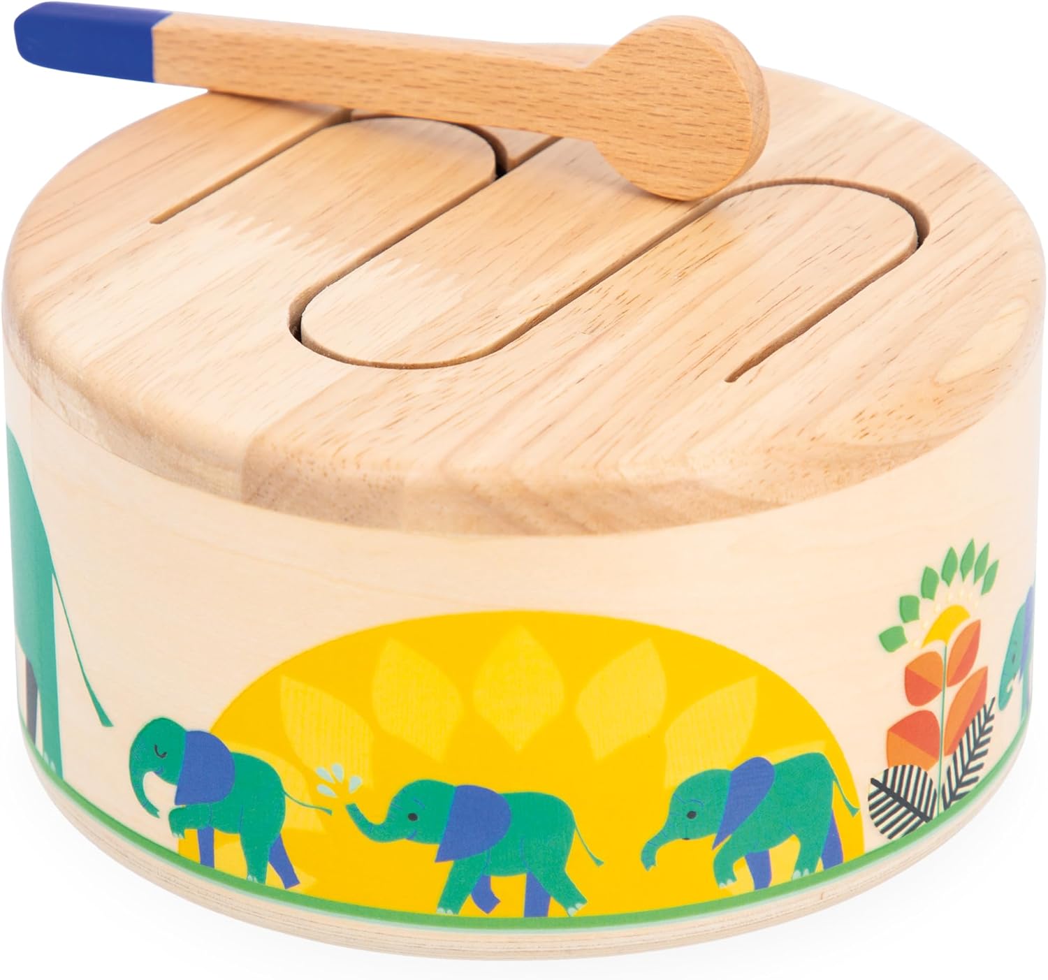 Janod - Gioia Musical Forest Drum 5.71 inches - Toddler Music Play - Colorful Design - Engaging and Fun for Early Learners - Quality Materials, Safety Standards, French Craftsmanship