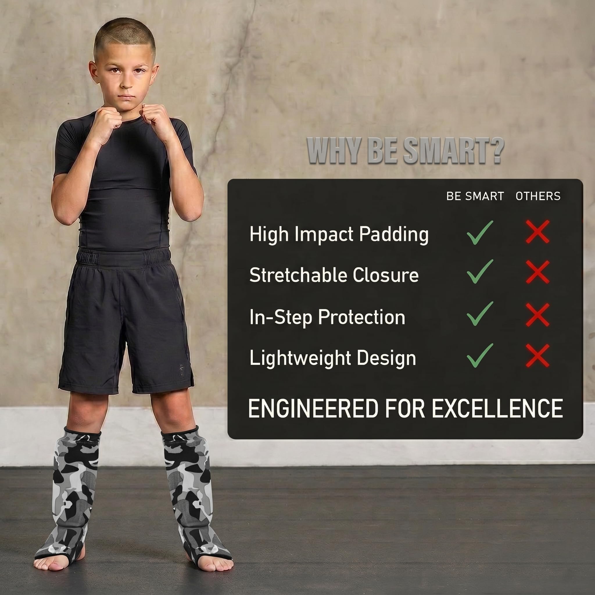 BS Kids - Espinilleras y empeine, para artes marciales mixtas, protector de pie para Muay Thai, kickboxing, X