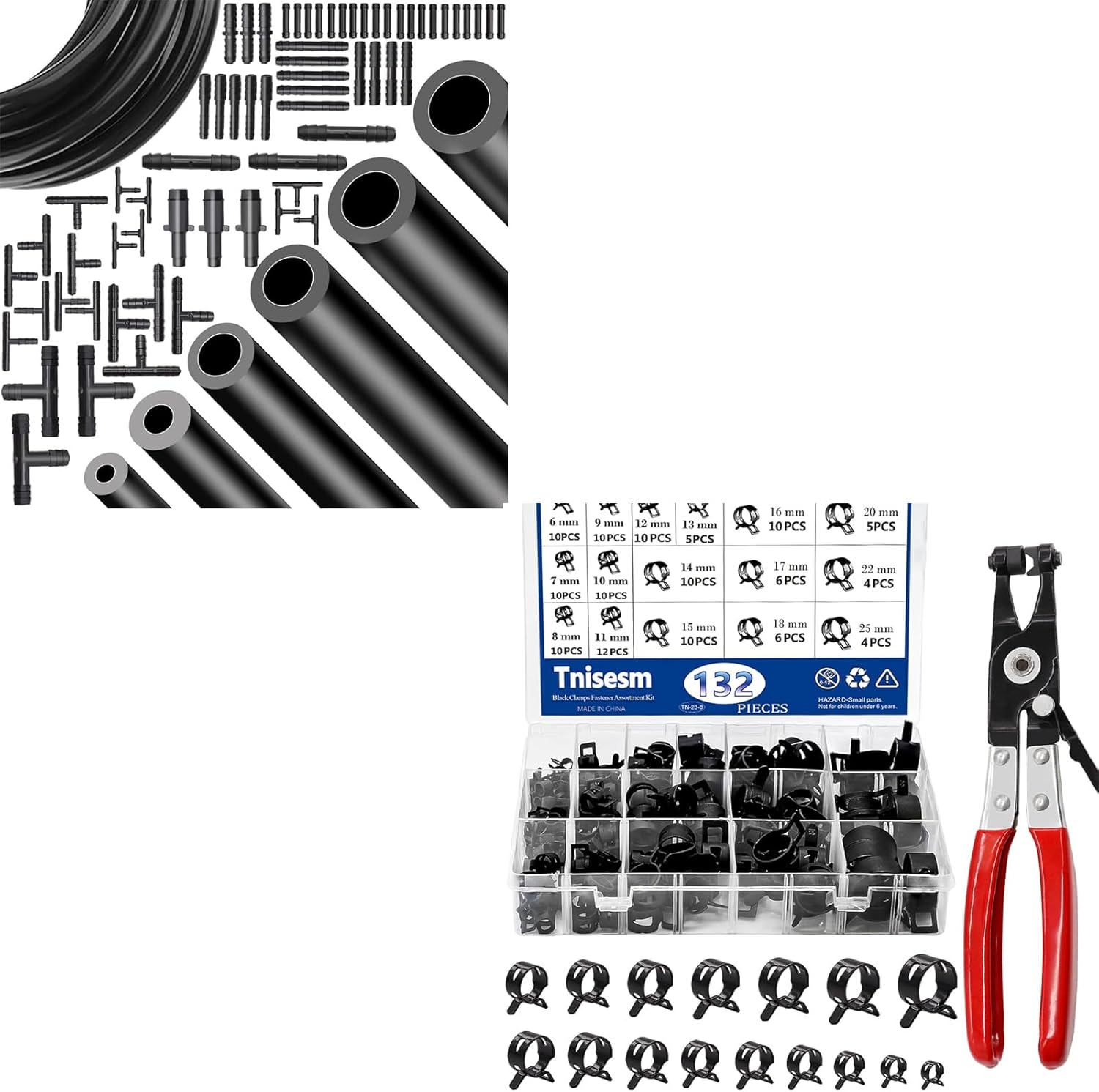 Tnisesm Vacuum Hose Automotive 1/8" 5/32" 3/16" 1/4" 5/16" 3/8"ID +6-25mm Spring Band Hose Clamps
