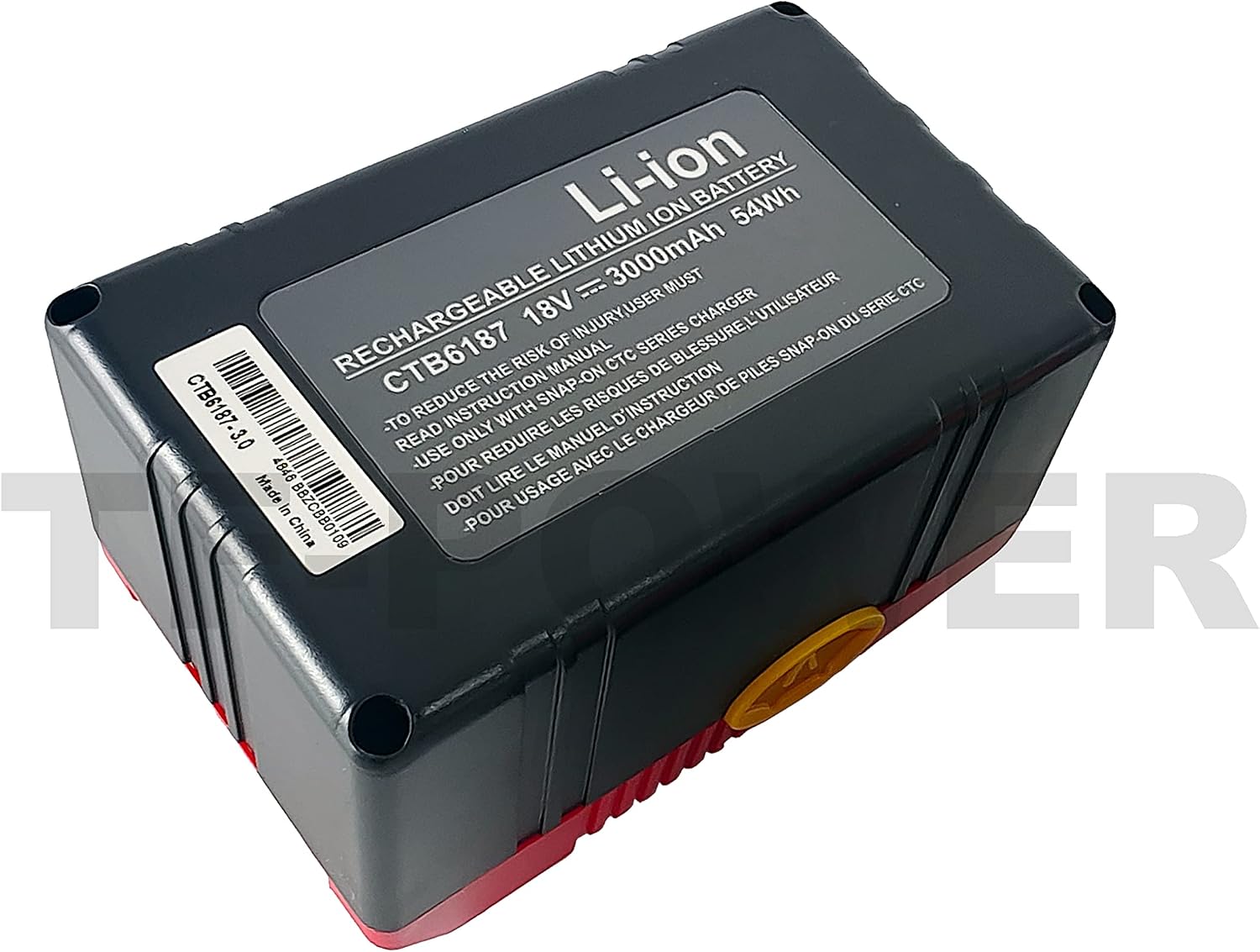 Replace 18v 3.0Ah Battery for Snap on CTB6187 CTB6185 CTB4187 CTB4185 CT6850 CT6855 CT6850DB CDR6850DB CTA6855 CDR6850 CDR6855 CDRU6855 CTRS6855 CTRS6850 CTRS6850DB (18volt 3000mAh)