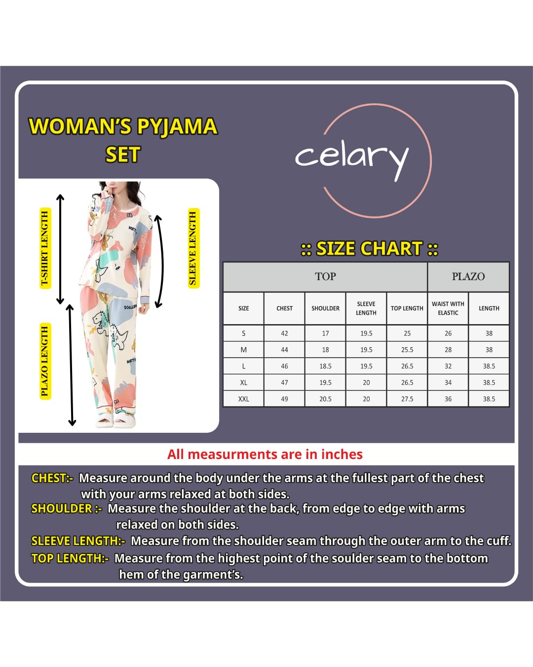 Celary Korean Style Women’s Night Suit|| Cute Printed Pajama Set|| Long Sleeve Top & Pants|| Soft Cotton Loungewear||Winter Night Suit - Image 7 thumbnail