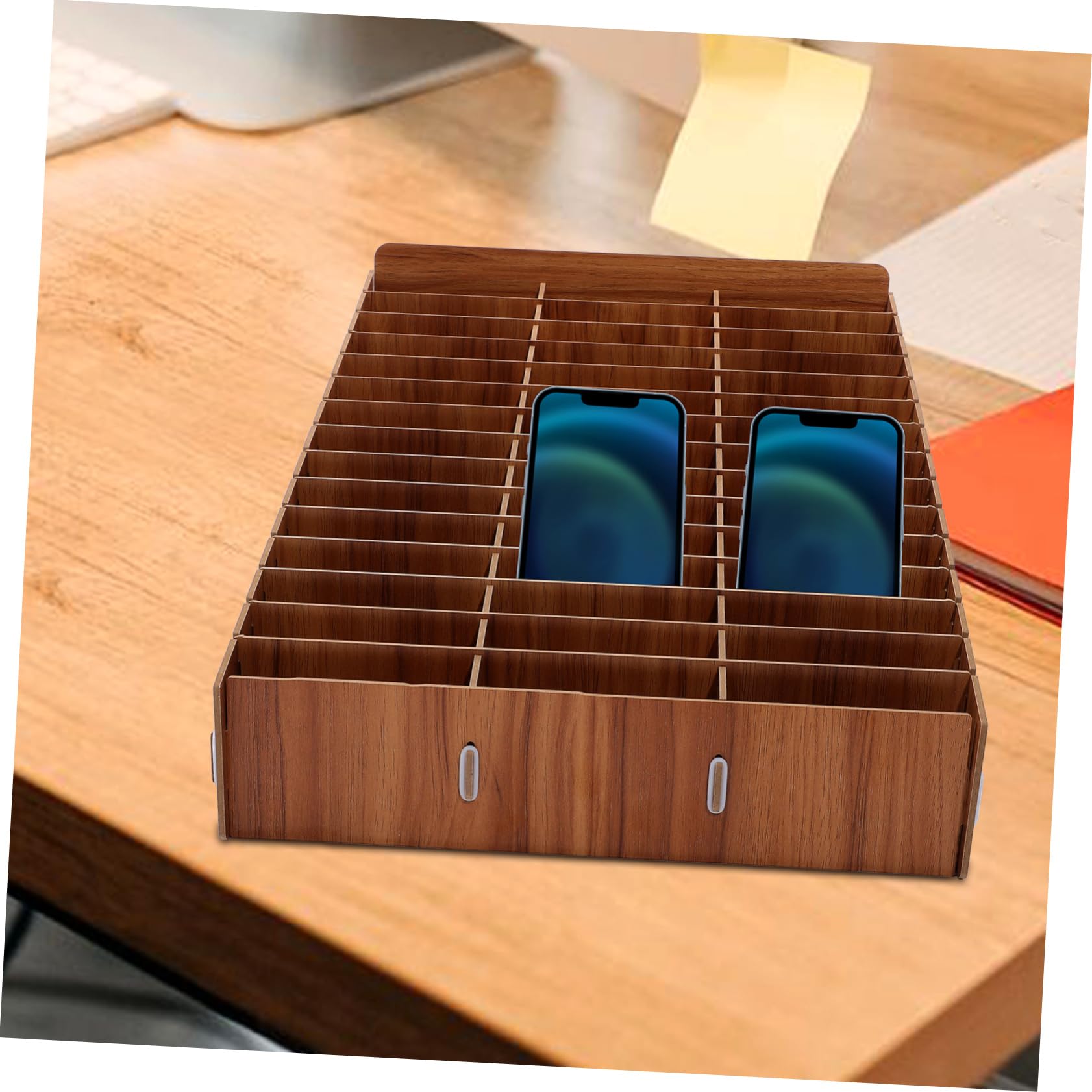 Organizador de Móvil de Madera con Múltiples Compartimentos para Escritorio Soporte para Teléfonos Aula y Oficina Diseño Elegante y Funcional para Almacenar Cosméticos y Accesorios