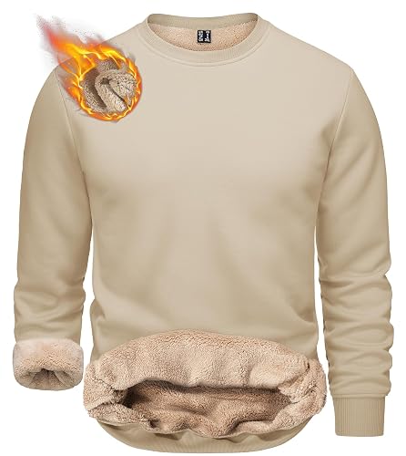 TACVASEN Men's Crewneck Sweatshirt Warm Sherpa Lined Thermal Sweatshirts Heavyweight Long Sleeve Winter Fleece Pullover