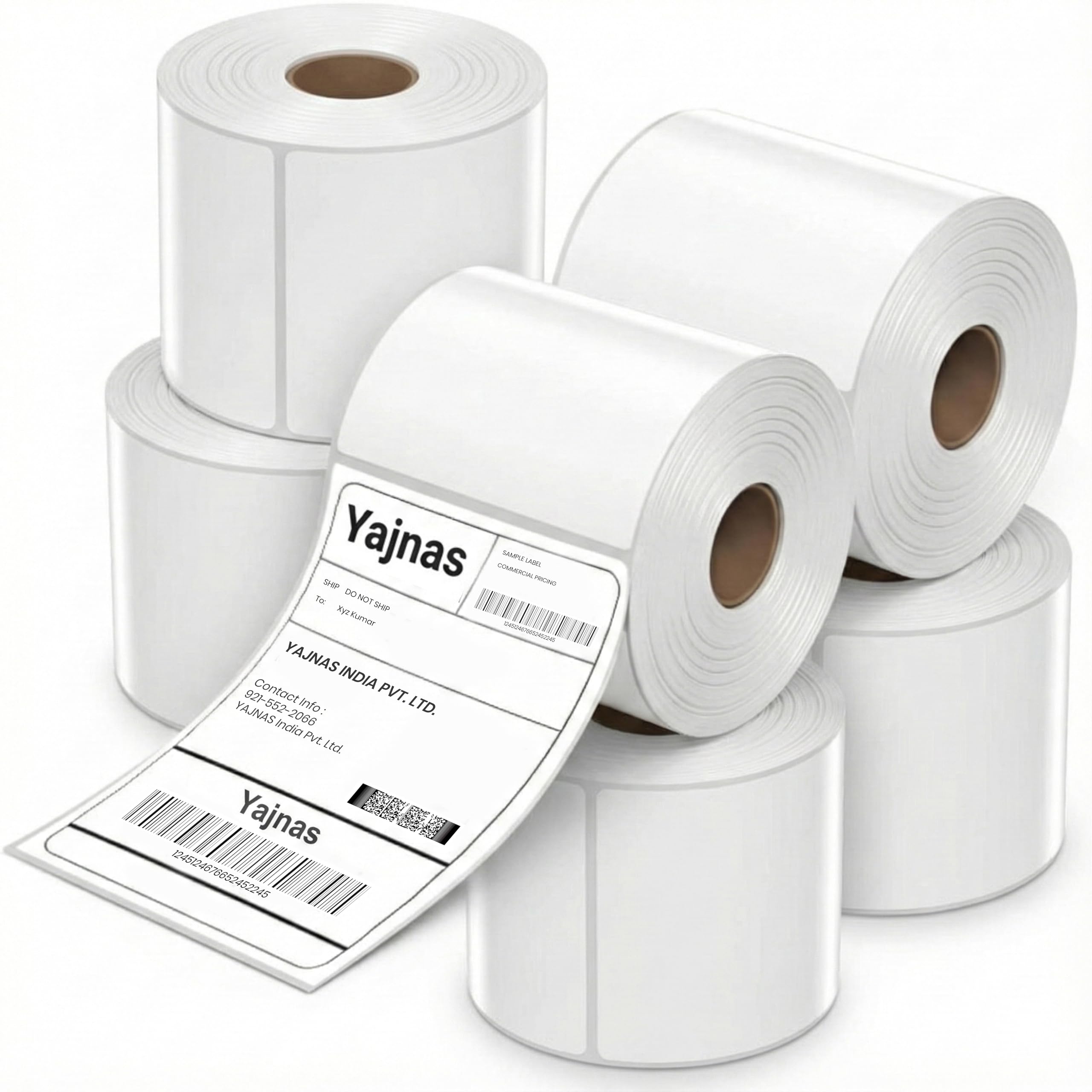 YAJNAS Direct Thermal Shipping - Carta termica per etichette, 100 x 150 mm, adatta per pacchi, corriere, codici a barre e indirizzi, 400 etichette/rotolo, set da 6