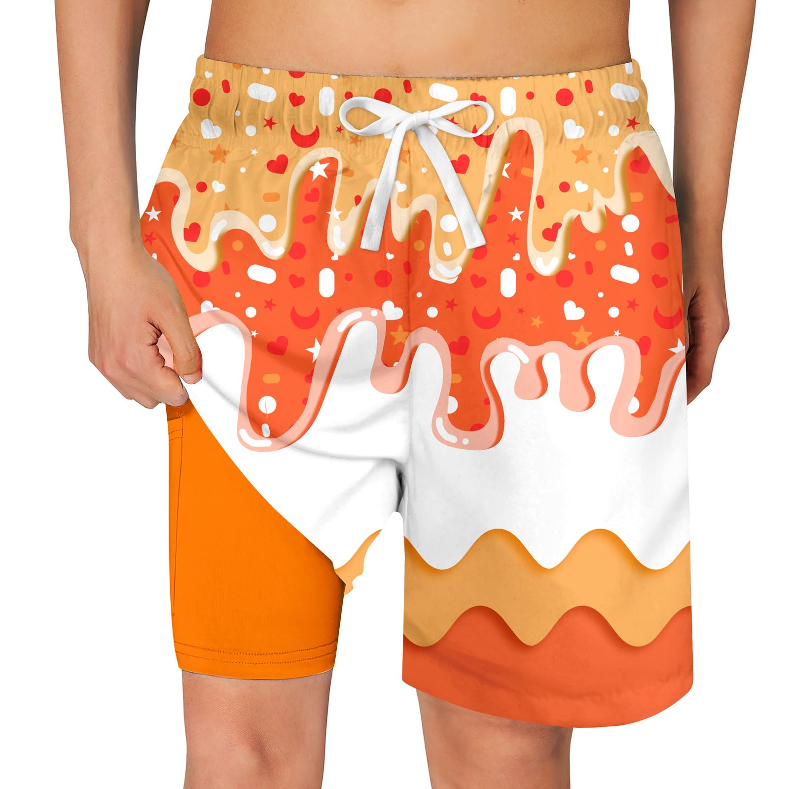 Cozople Boys Swim Trunks with Compression Liner Quick Dry Bathing Suit