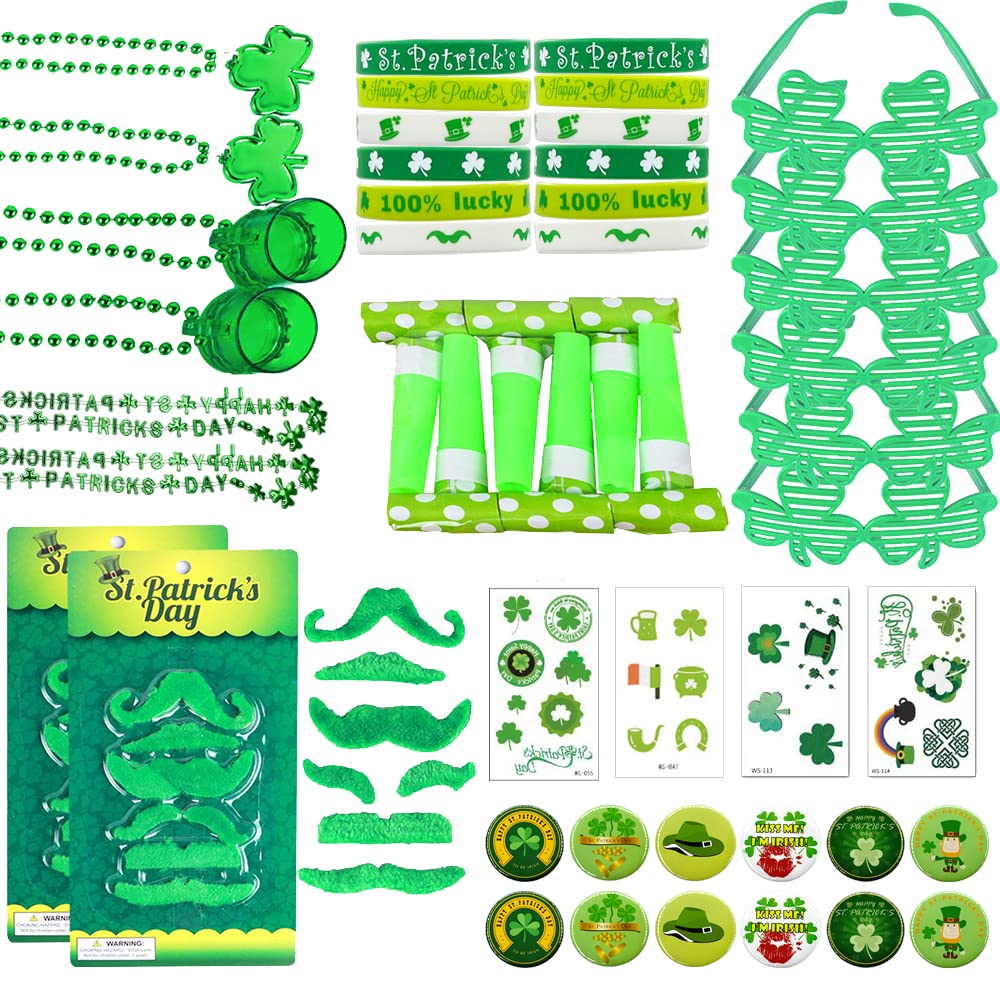 St Patricks Day Necklaces 12PCS St Patrick's Day Necklaces - Green Shamrock Bead Necklaces For Party Favors Bulk Shamrock Green Bead Necklaces For Parade Parties