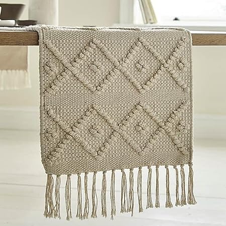 North Field Handloom Table Runner Cotton 14x54 Inch for 4-6 Seat Dining Tables Pyramid Design-Dining Room,Kitchen,Bedroom and Living Space-Carpet Runner for Center Table,Kid Room (Casual, Medium)