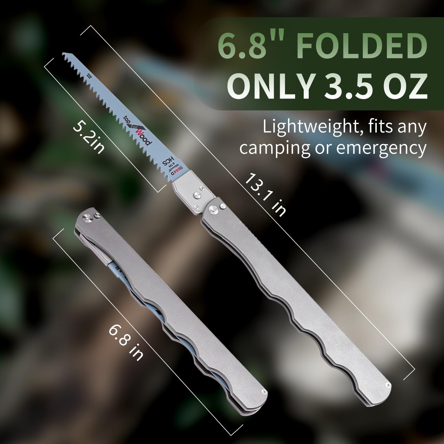 Titanium Folding Hand Saw, 13 Inch Camping Saw Heavy Duty High Carbon Steel Blade for Wood Cutting, Tree Trimming and Gardening