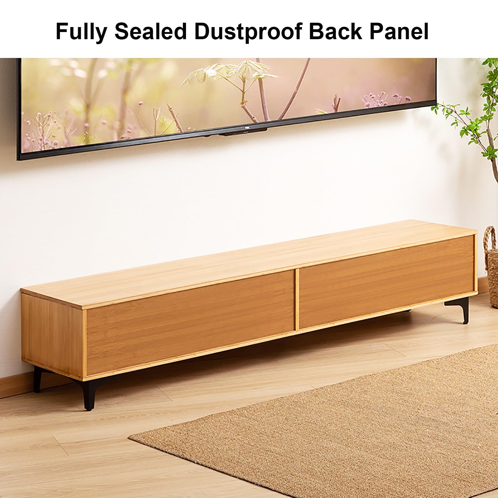 Entertainment Center Bambus-TV-Schrank, Schiebetr, TV-Tisch fr Fernseher,  TV-Schrank, Wohnzimmer-TV-Schrank : Amazon.de: Kche, Haushalt & Wohnen