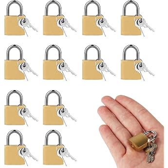 Pack of 12 Padlocks with Keys 20 mm Small Padlocks Locker Lock with Key U-Lock for Suitcase Lock Cabinets Backpacks Cellar Lock Padlocks