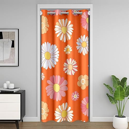 Miniatura 15 de Cortina de puerta Groovy de los años 60S y 70S para privacidad de puerta, 42 x 80 pulgadas, retro, hippie, flores, divisor, cortina para habitación,