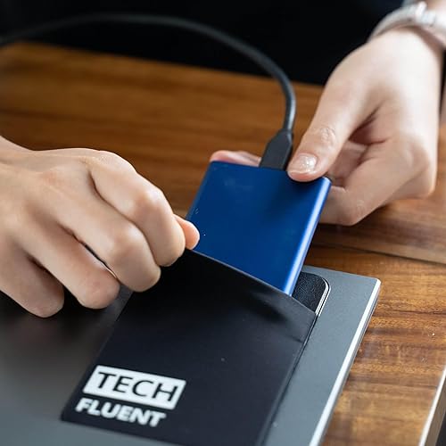 Miniatura 9 de TECH FLUENT - Funda externa SSD - Soporte adhesivo portátil SSD - Estuche de transporte adhesivo con bolsillo organizador para Samsung T5, T7,
