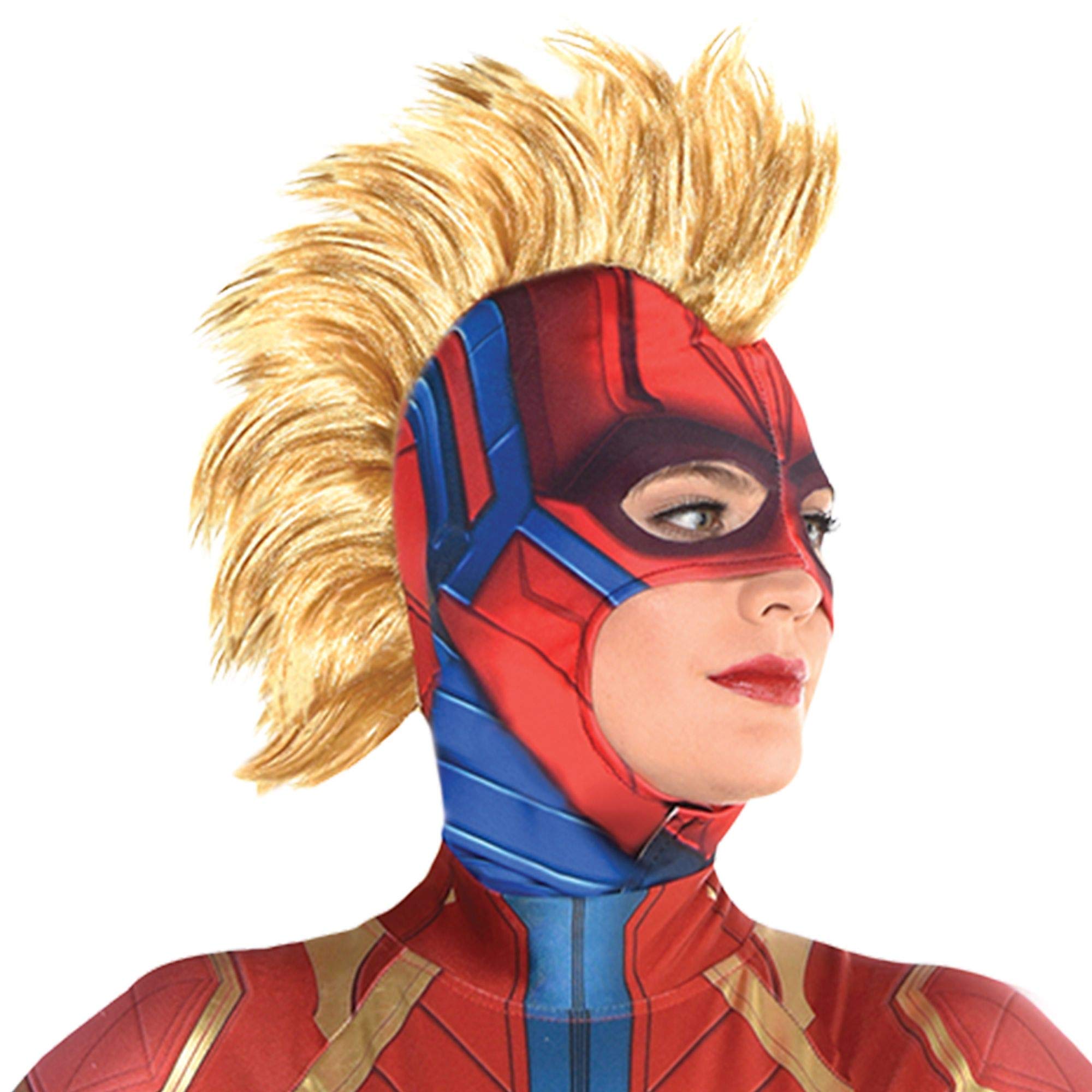 Suit Yourself Captain Marvel Mask for Adults, One Size, Features Her Signature Blonde Mohawk and Matches Her Suit