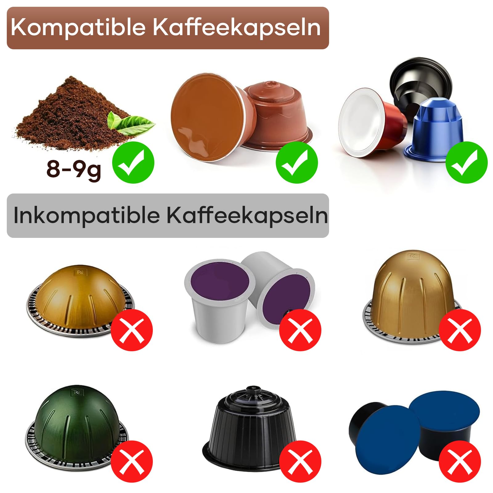kejector Tragbare Espressomaschine mit Akku, 3-IN-1 für gemahlenem Kaffee und Kapsel, Digitalanzeige