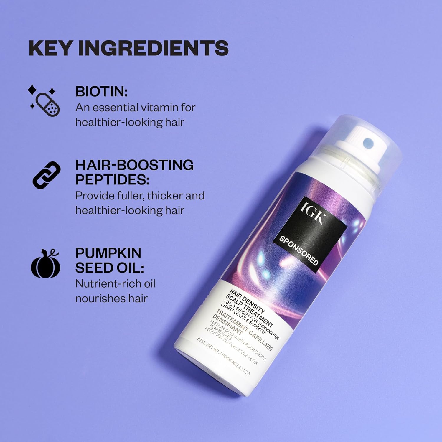 IGK Hair Thickening Treatment Set | Sponsored Density Scalp Treatment + Body Language Thickening Spray | For Hair Loss and Thinning | 2.1 oz + 7 oz