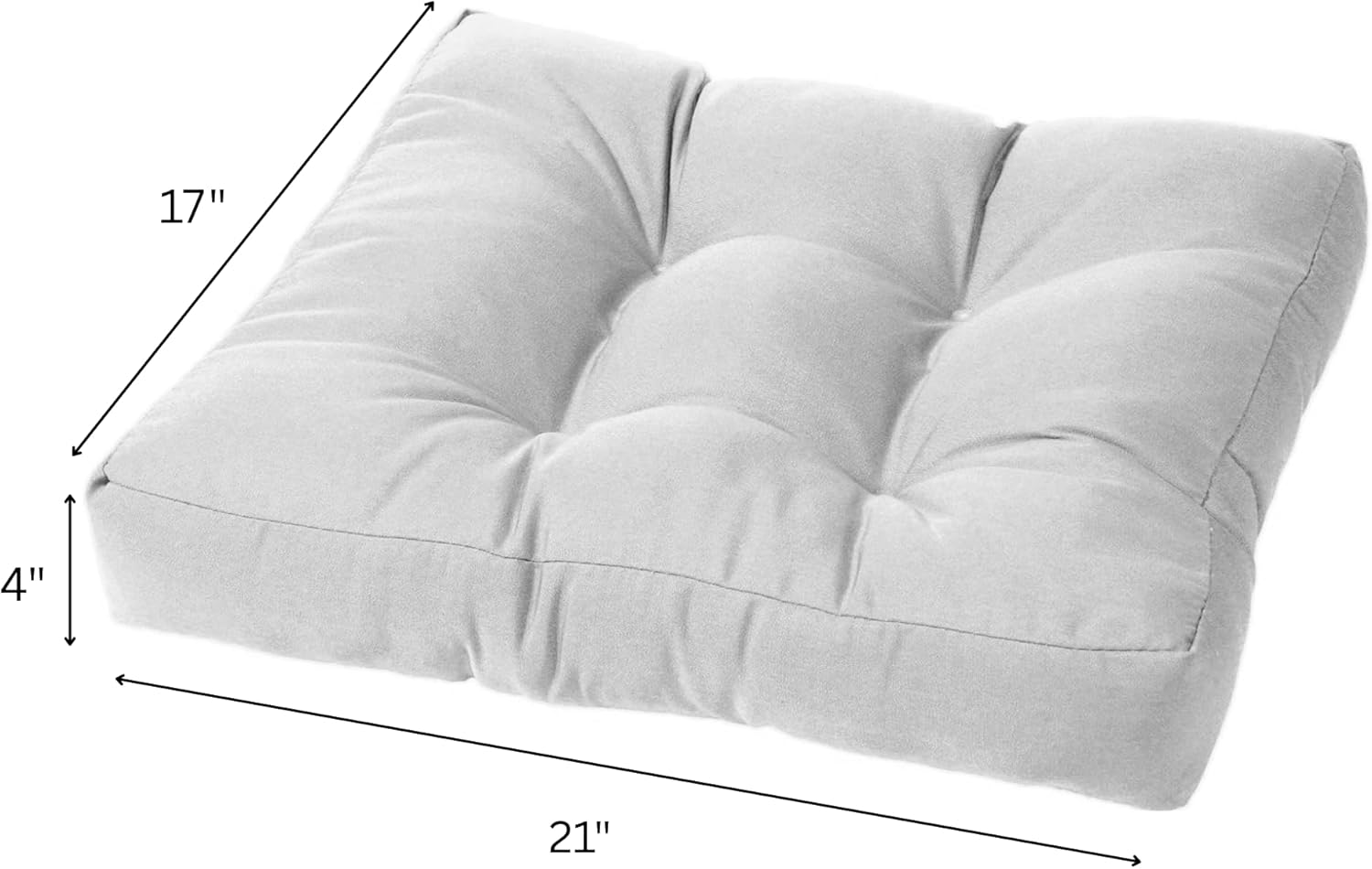 Cushion Source Tufted Ottoman Cushions, 21"X 17" Indoor and Outdoor Durable Tufted Cushion Made with Fade Resistant Sunbrella Fabric, Sunbrella Brannon Whisper