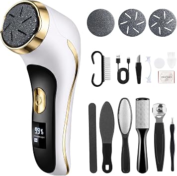Electric Foot Callus Remover with Vacuum,Foot File Rechargeable 2 Speed,Professional Foot Scrubber with 3 Coarse Roller Heads,Waterproof Pedicure Tool Feet Care for Dead Skin