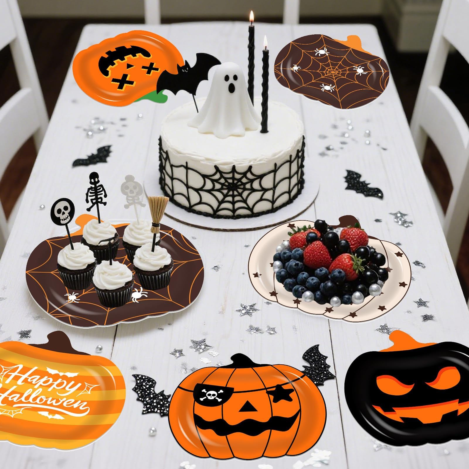 Pratos De Papel Halloween Hiceeden - 60 Unidades Abóboras Fofas 22cm