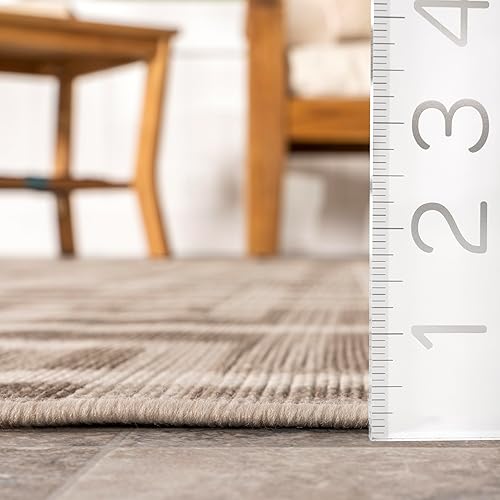 Miniatura 5 de nuLOOM Cara Oriental Trellis - Alfombra de área para interiores y exteriores, 6 x 9 pies, color marrón