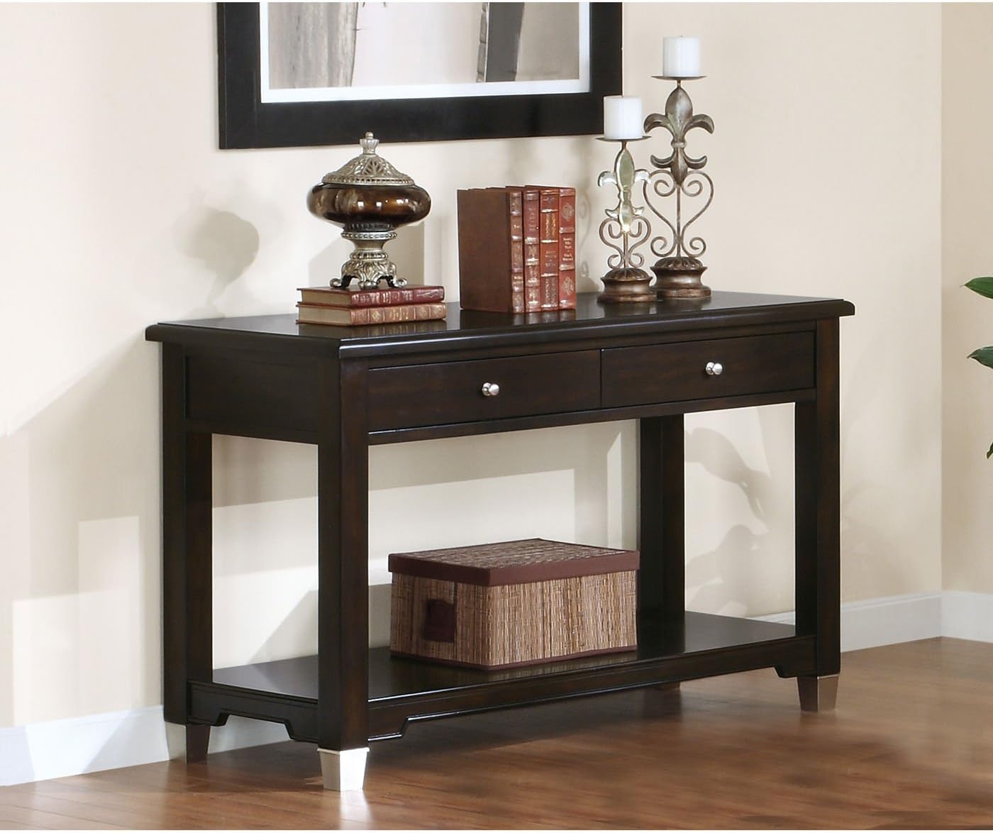 Metro Shop Walnut Veneer Sofa Console Table with 2 Drawers Amazon.co