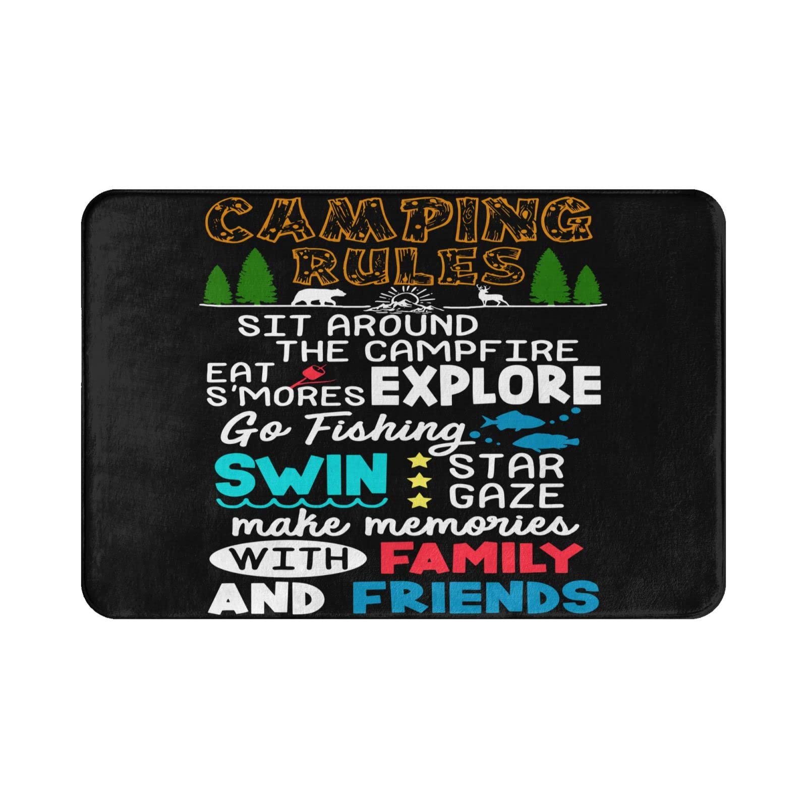 Felpudo para La Entrada Normas para Acampar En Autocaravanas Felpudos para Entrada De Casa Personalizado Alfombra Limpia Microfibra Alfombra para Ducha, para Bañera, Pasillo, 60 x 40cm