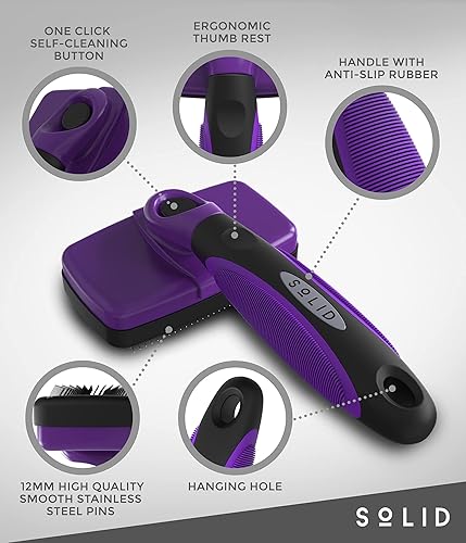 Miniatura 4 de Cepillo antideslizante para mascotas cepillo para perros y gatos para desprenderse y aseo cepillos autolimpiantes para perros gatos y mascotas