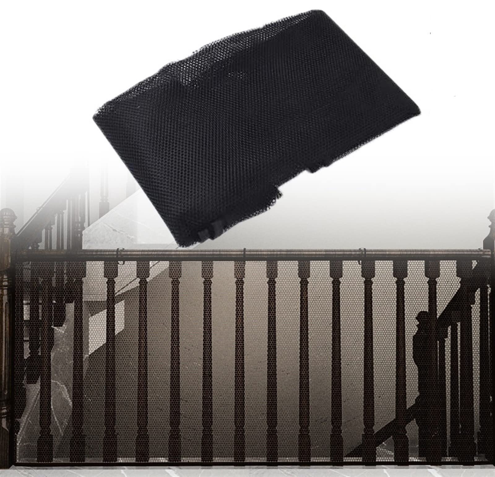 Fabric Anti-fall Protective Safety Net, 70/80/90/100cm Width, Mesh Stairway Safety Net for Balcony, Window, Stair, Patios, Railing Stairs Netting, Protective Netting ( Color : Black , Size : 70x400cm