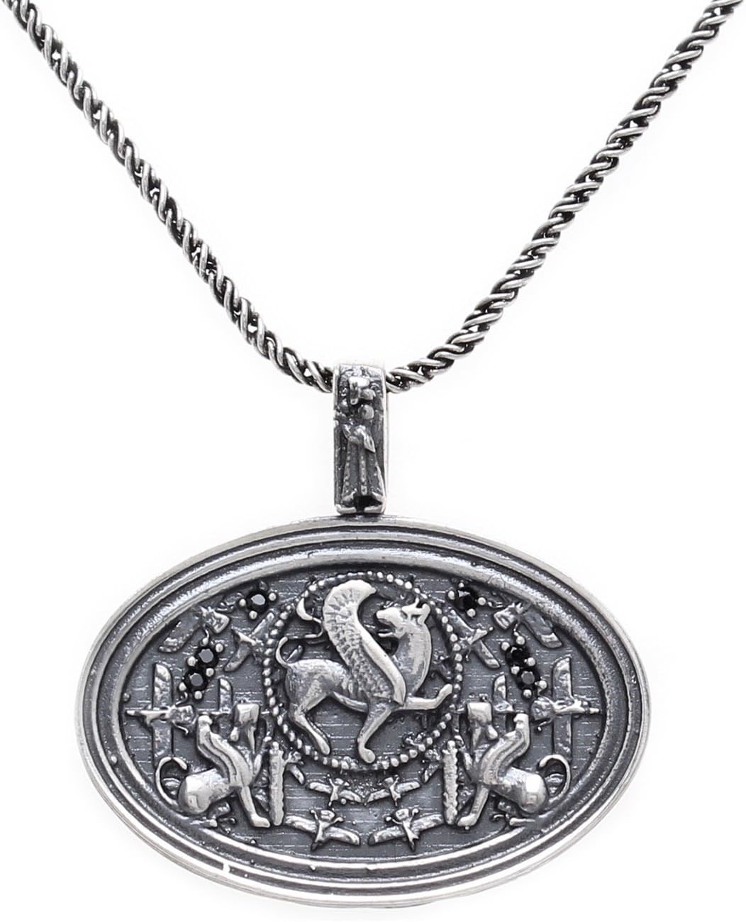 Sterling Siver 925 Iranian Persian Winged Lion Farvahar Necklace Iran Persia