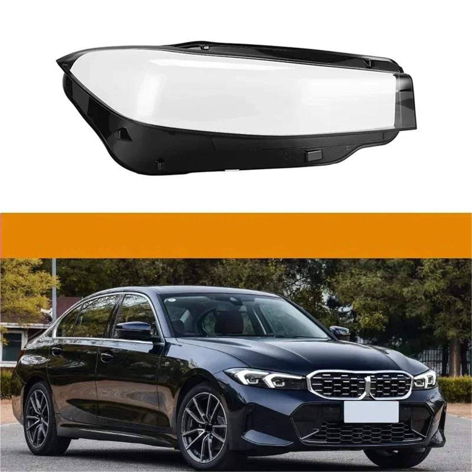 Paralume Trasparente Per Fari Auto Alloggiamento Lampada Lente Copertura Per Per BMW Serie 3 G20 G21 2023 2024(Right)