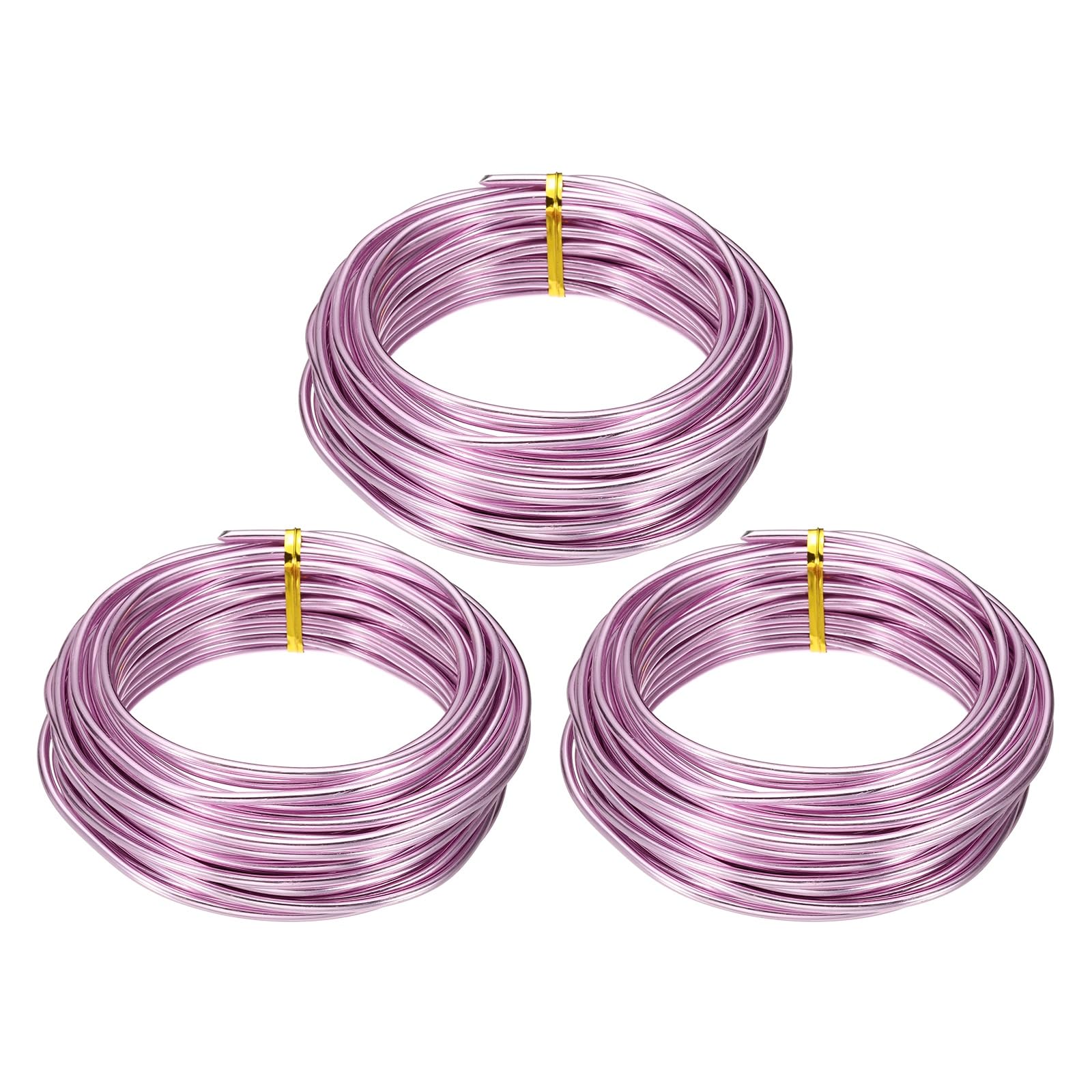 sourcing map 3 Roll Bonsai Wire 3mm Each Roll 32.8ft (10m) Anodized Aluminum Bonsai Wire for Gardening Tree Branch Fixing DIY Crafting, Pink