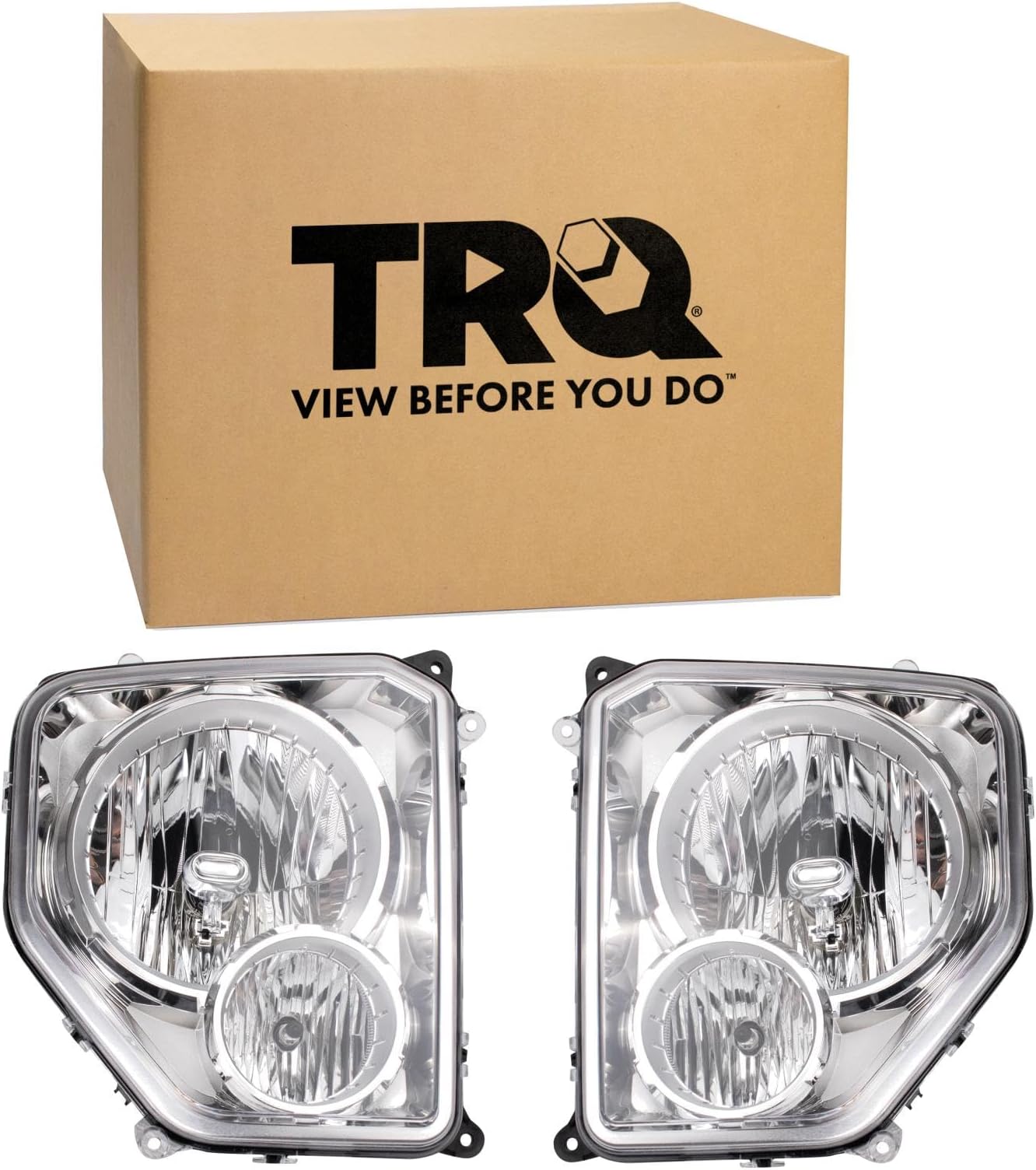 TRQ Driver & Passenger Side Headlight Assembly Set Headlights Driver & Passenger Side Compatible with 2008-2012 Jeep Liberty CH2502196 CH2502199 CH2503196 CH2503199