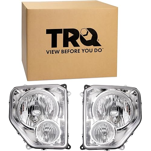 TRQ 2 Piece Headlight Assembly Set Driver & Passenger Side Compatible with Jeep Liberty 2008-2012 CH2502196 CH2502199 CH2503196 CH2503199 55157338AE 55157339AE