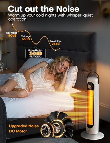 Miniatura 6 de Calentadores de espacio en torre para uso en interiores con 4 modos de calor, oscilación de 70, protección contra sobrecalentamiento y vuelco,