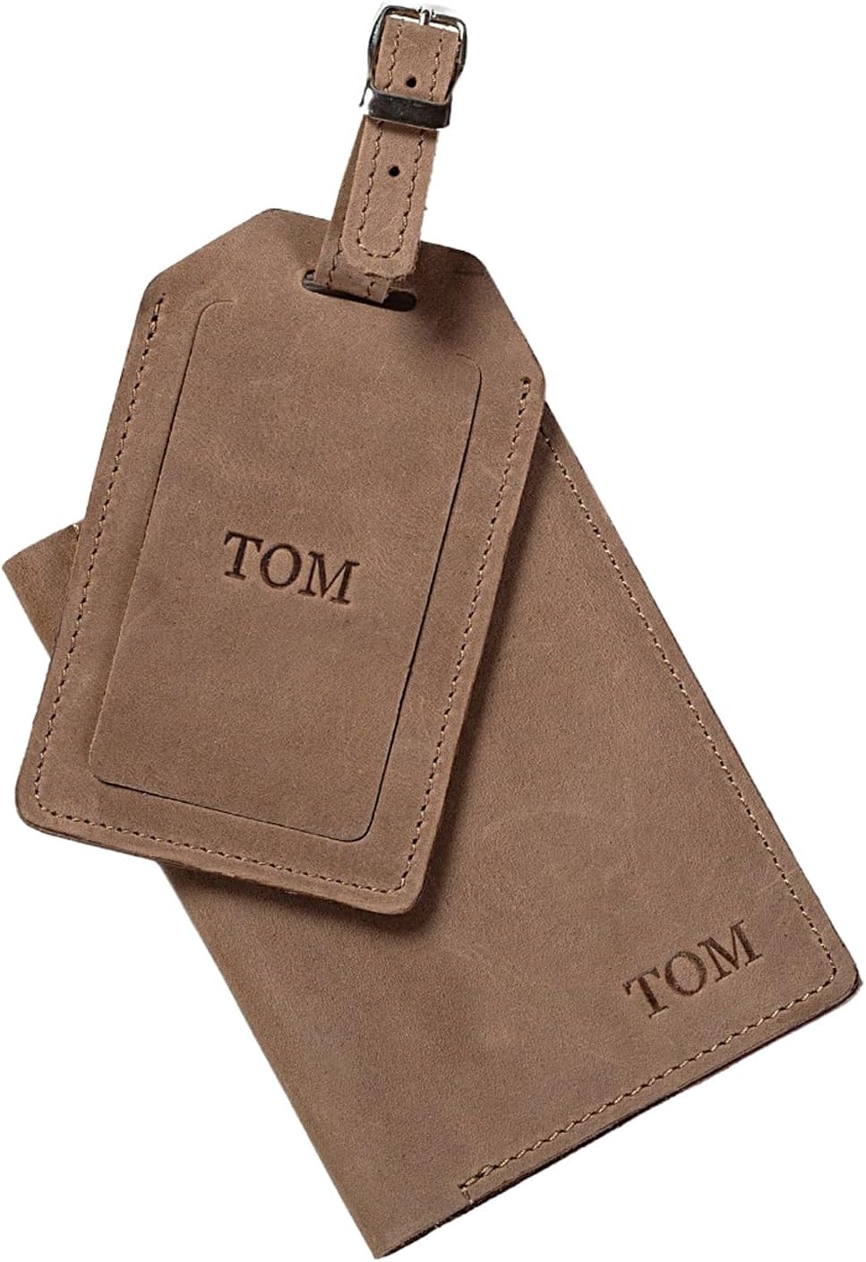 Personalized leather passport holder and luggage tag set, passport cover for men and women, travel wallet, passport case, groomsmen or bridesmaid gift, gifts for travelers.