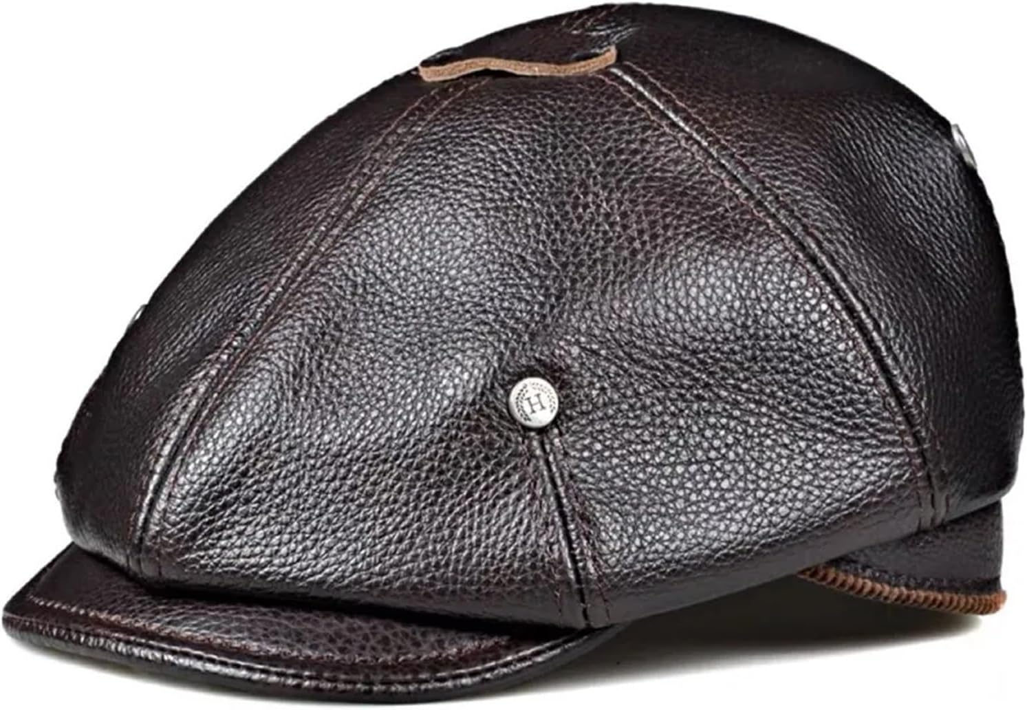 [アイディ] レザーキャップ レトロメンズアウトドア本革帽子冬ベレー帽男性暖かいキャップ 100% 牛革お父さん帽子レジャーカモノハ