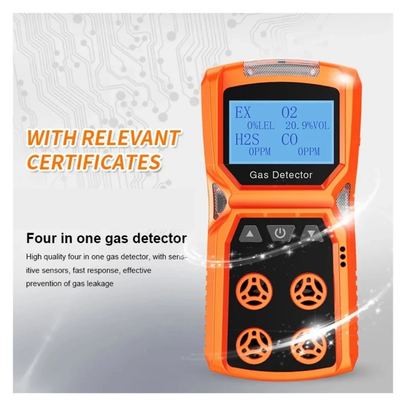 Wielogazowy detektor 4 w 1 do H2/CO/PH3/CO2/H2S/NH3/O2 z ekranem LCD, tester alarmowy wycieku gazów palnych do pracy i domu Wewnątrz/na zewnątrz(O2-0-30VOL)