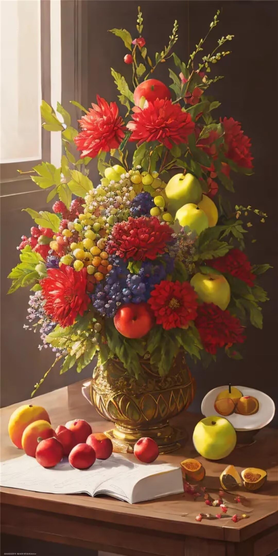 Kit peinture diamant 5D adultes et débutants : cadeau créatif géant fruits fleurs 70x210 cm