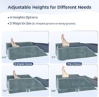 Vista 5 de KingPavonini Almohadas de elevación de piernas ajustables de 4 alturas para después de la cirugía con curva ergonómica, almohada de cuña de espuma