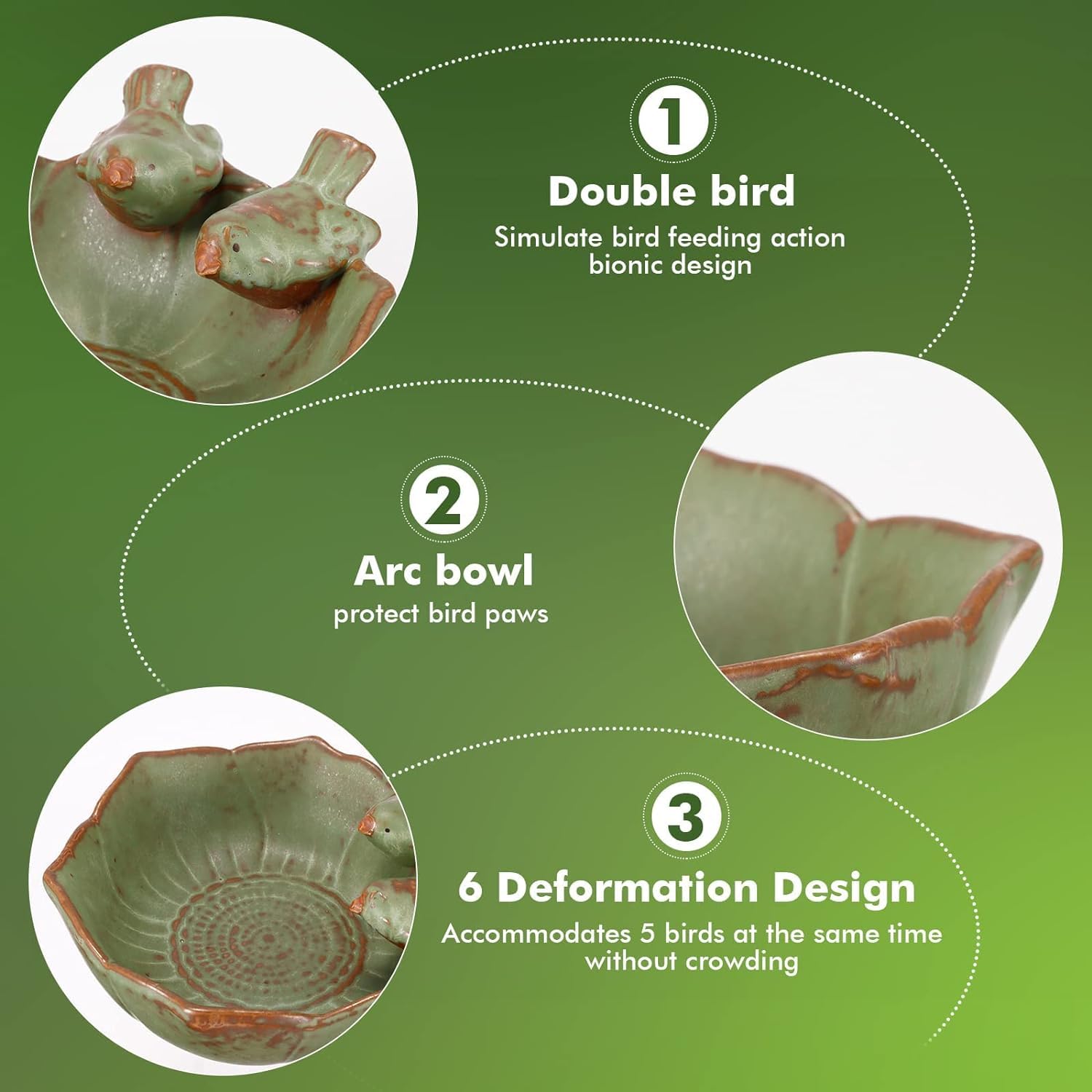 Alimentatori Mangiatoia in Ceramica Retro Mangiatoia per Uccelli Selvatici Vassoio Mangiatoia per Uccelli per Decorazione Esterna e Giardino Cortile per osservatori di Uccelli Vogelvoeders