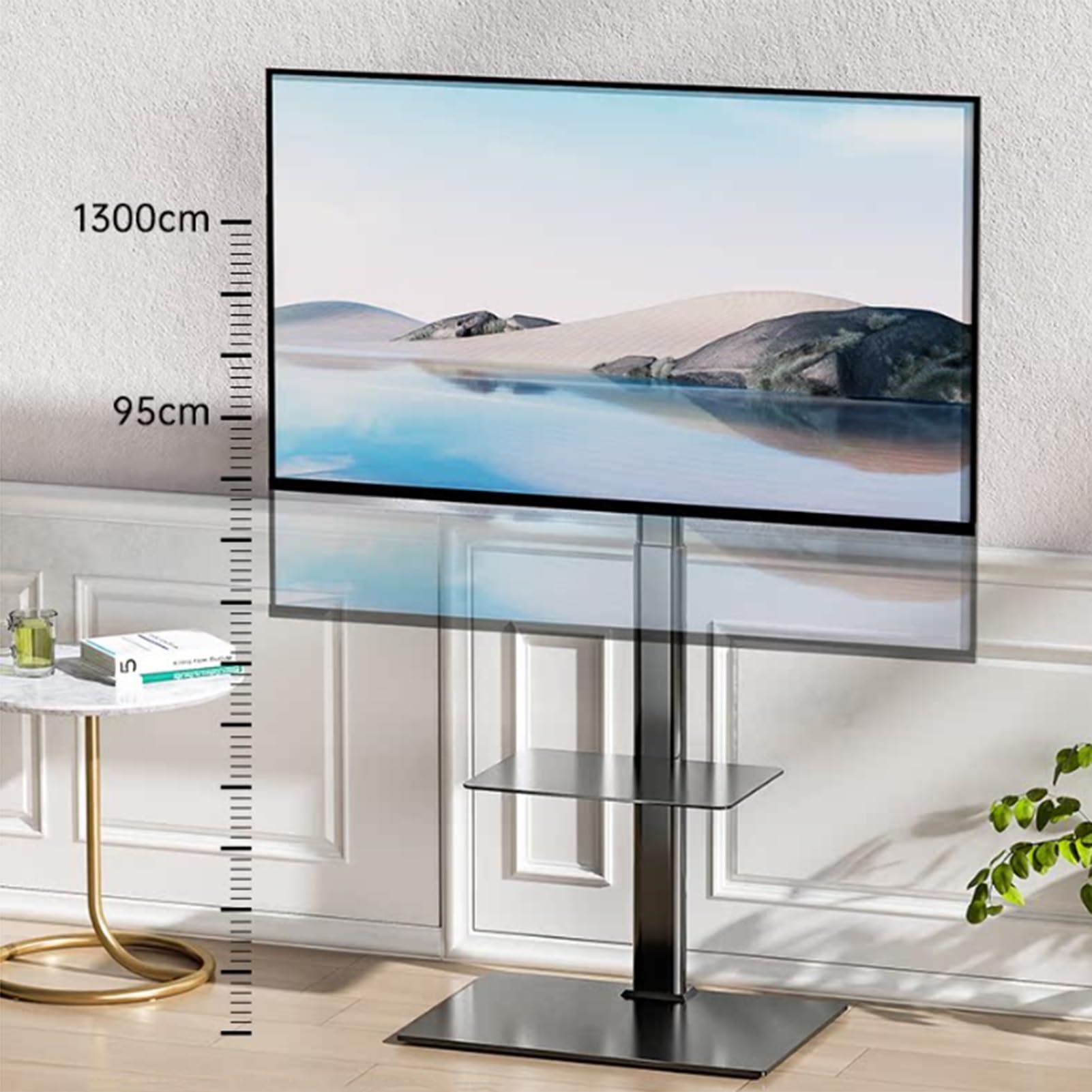 Soporte de Suelo portátil para TV - Soporte Universal con estantes para televisores LCD y LED de 32 a 70 Pulgadas. Altura Ajustable y gestión de Cables. Admite rotac, B-32-70in TV