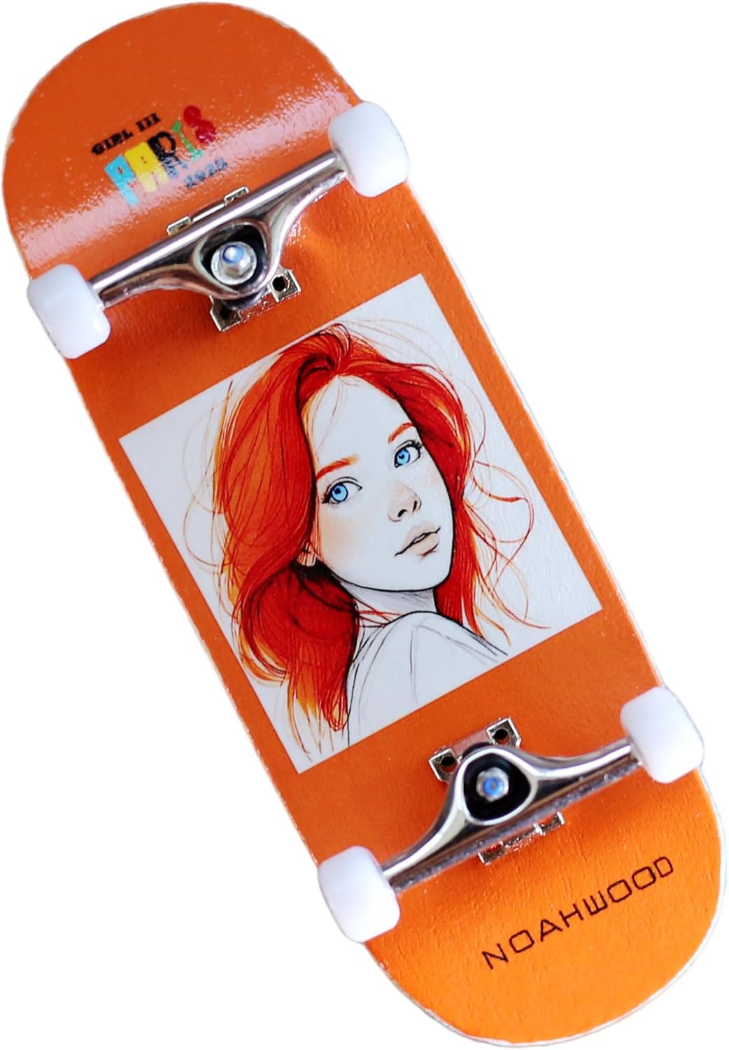 2025 15s PRO Fingerboard Complete (5-Layer Colour Maple Wooden Pro Concave 35 x 98mm Handmade Deck + 34mm Prince 3G Silver Truck + Crown White Wheels iii) Girl ii