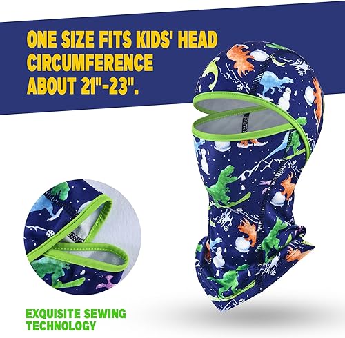 Miniatura 7 de Dinosaurs - Pasamontañas para niños, resistente al viento, calentador de cuello para niños y niñas