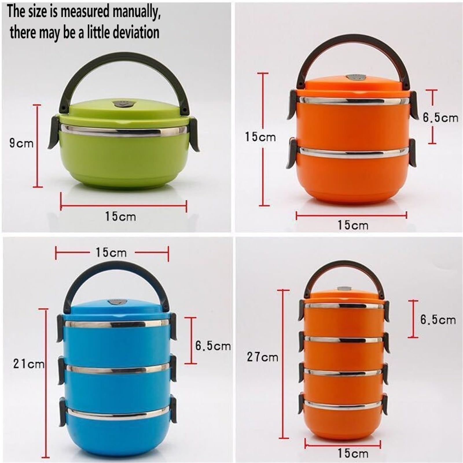 Boîte à déjeuner empilable en acier inoxydable hermétique et isotherme avec poignée (vert, taille S)